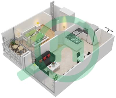 阿齐兹里维埃拉9号楼 - 1 卧室公寓类型3B戶型图