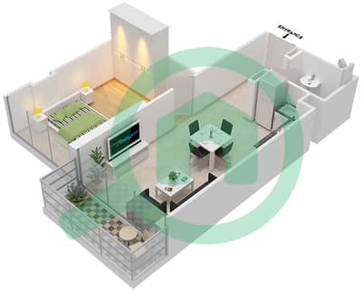 المخططات الطابقية لتصميم النموذج 4B شقة 1 غرفة نوم - عزيزي ريفييرا 9