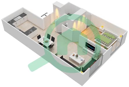 天堂湖畔B5大厦 - 1 卧室公寓类型C4戶型图