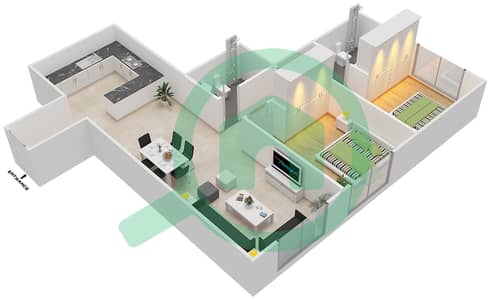 天堂湖畔B5大厦 - 2 卧室公寓类型B戶型图