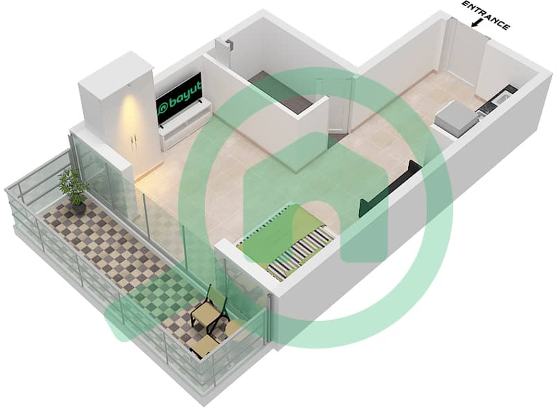 The Central Downtown Tower D - Studio Apartment Type 1 Floor plan Type 1 interactive3D
