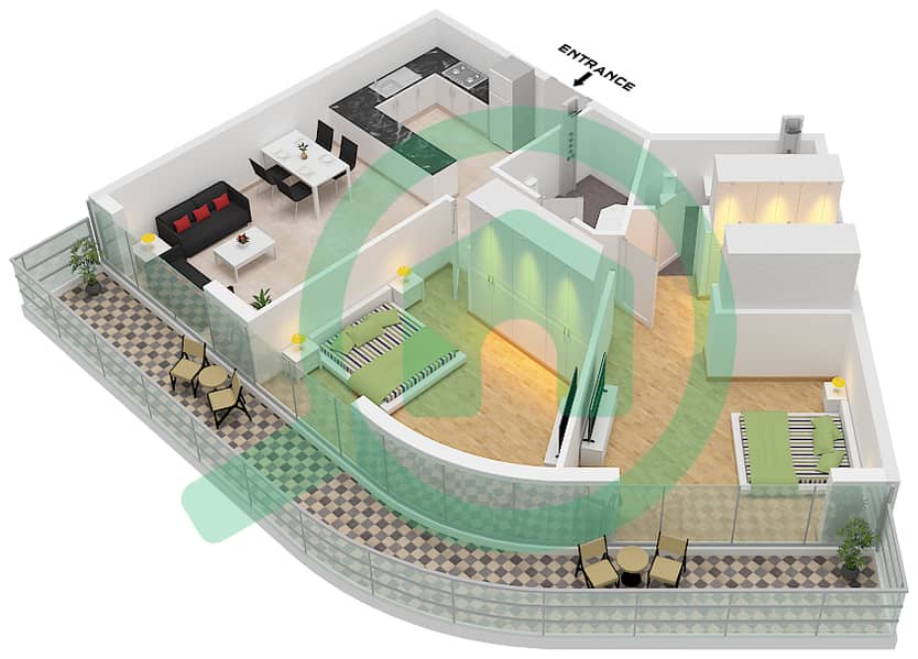 Type 3 The Central Downtown Tower D - 2 Bedroom Apartment Type 3 Floor plan Type 3 interactive3D