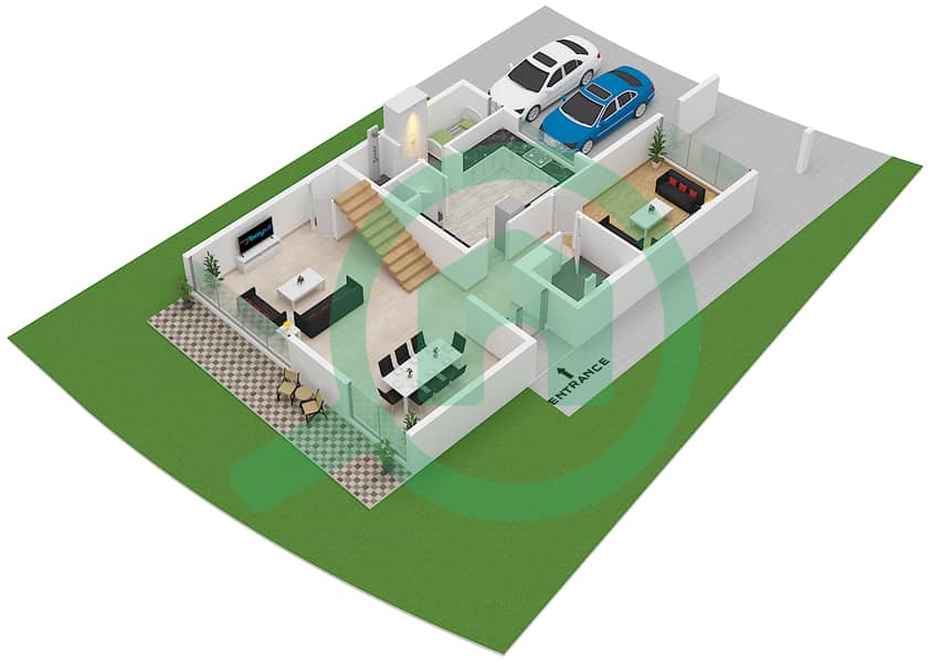 Type 1-A Ground Floor Kaya - 4 Bedroom Villa Type 1-A Floor plan Type 1-A Ground Floor interactive3D