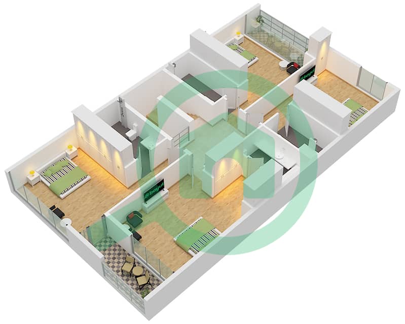 Type 1-A First Floor Kaya - 4 Bedroom Villa Type 1-A Floor plan Type 1-A First Floor interactive3D