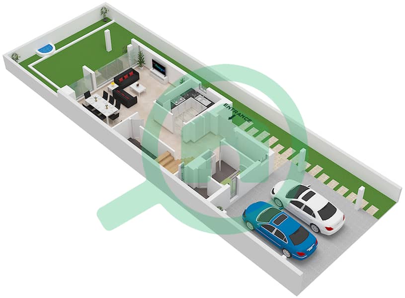 Pacifica - 3 Bedroom Townhouse Type XU-AA Floor plan Type XU-AA Floor Ground interactive3D