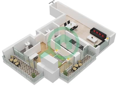 Dunya Tower - Planimetria del piano di 1 Camera Appartamento Unità 03 FLOOR 7