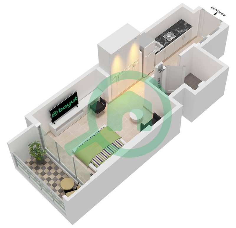 Azizi Riviera 48 - Studio Apartment Unit 17 FLOOR 2-10 Floor plan Unit 17 Floor 2-10 interactive3D