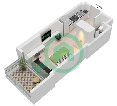 Binghatti Azure - Plano de planta de Estudio Apartamento Tipo A Binghatti Azure - Plano de planta de Estudio Apartamento Tipo A