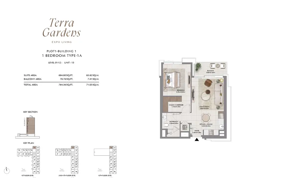 1 BR floor plan