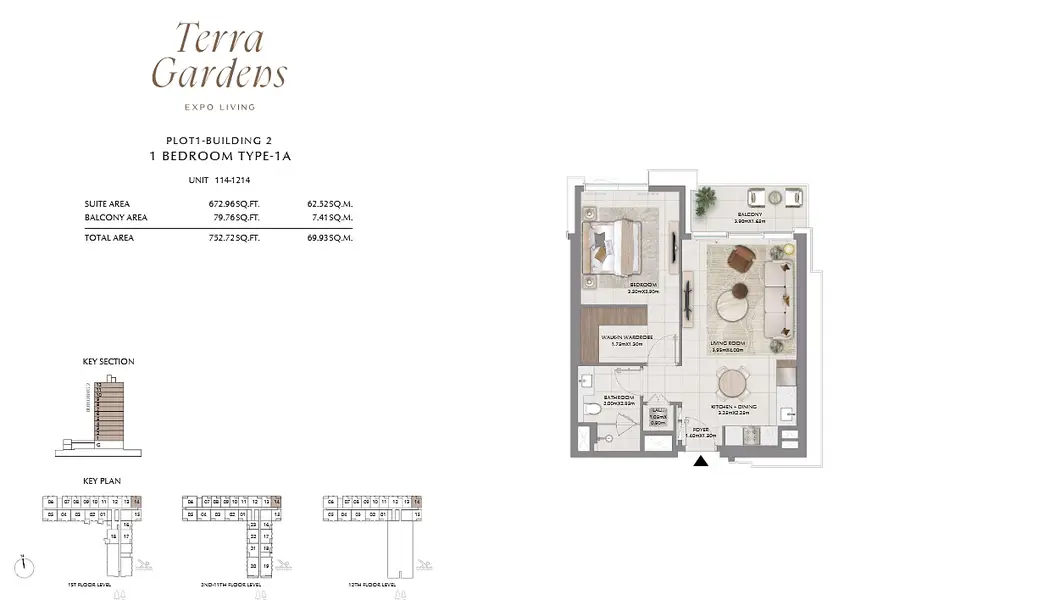 1 BR floor plan