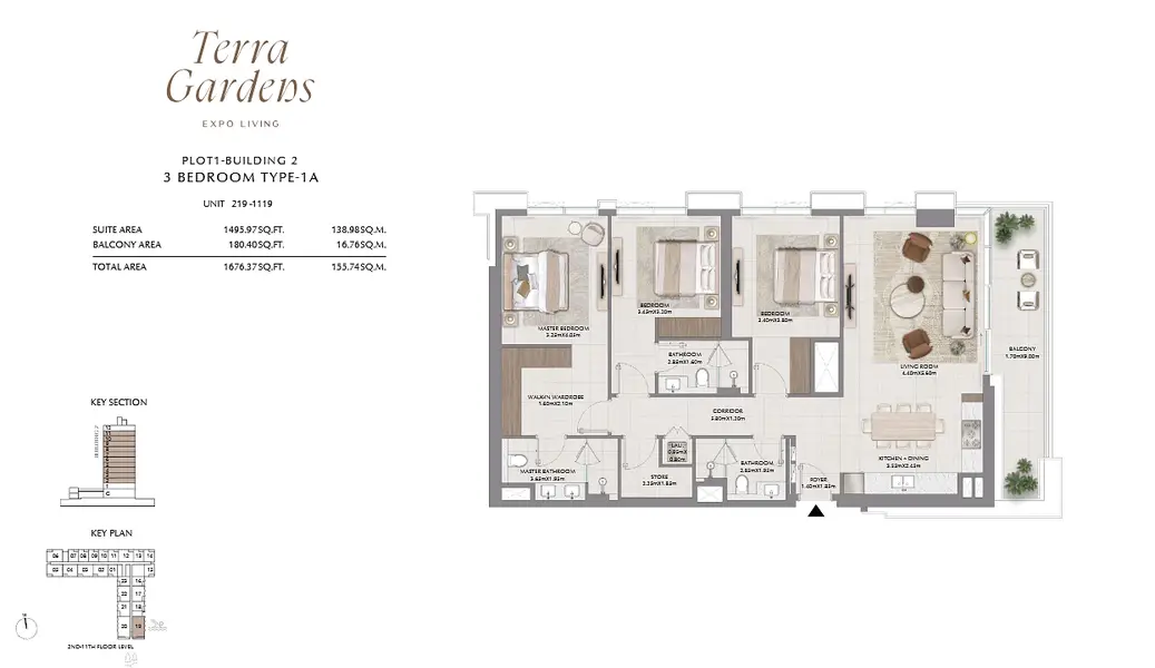 3 BR floor plan