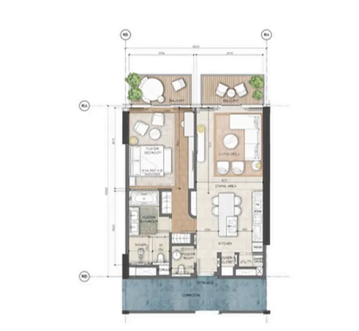 1 BR floor plan