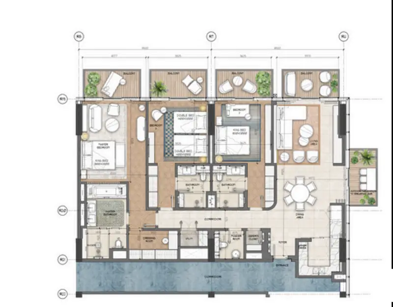 3 BR floor plan