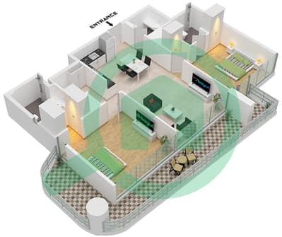Sonate Residences - Planimetria del piano di 2 Camere Appartamento Tipo A FLOOR 2-17,19-22