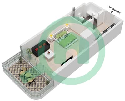 Sonate Residences - Planimetria del piano di Monolocale Appartamento Tipo 1A FLOOR 1-10