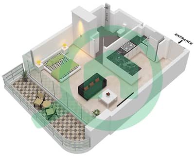 Sonate Residences - Planimetria del piano di Monolocale Appartamento Tipo B FLOOR 2-17,19-26