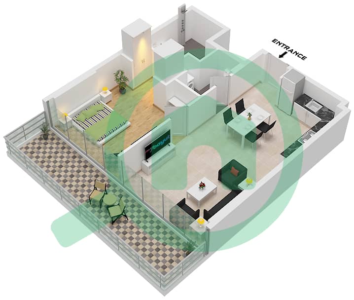 Sonate Residences - 1 Bedroom Apartment Type B FLOOR 2-17,19-26 Floor plan Type B Floor 2-17,19-26 interactive3D