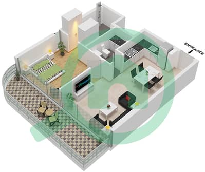 Sonate Residences - Planimetria del piano di 1 Camera Appartamento Tipo C FLOOR 2-17,19-26