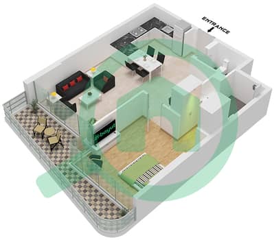 Sonate Residences - Planimetria del piano di 1 Camera Appartamento Tipo D FLOOR 11-17,19-26