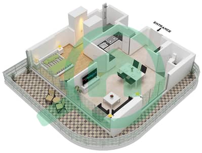 Sonate Residences - Planimetria del piano di 1 Camera Appartamento Tipo 1A FLOOR 2-26