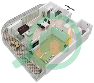 Sonate Residences - Planimetria del piano di 1 Camera Appartamento Tipo 2A FLOOR 19-26