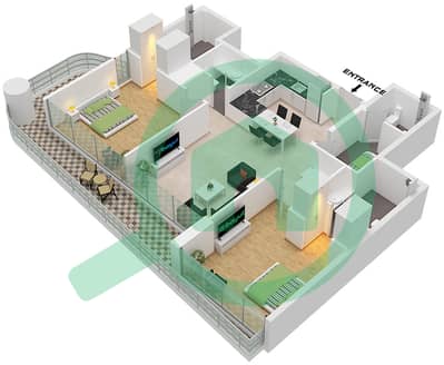 Sonate Residences - Planimetria del piano di 2 Camere Appartamento Tipo 1A FLOOR 23-26