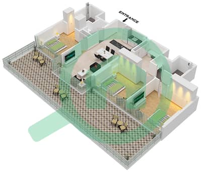 Sonate Residences - Planimetria del piano di 3 Camere Appartamento Tipo A FLOOR 1