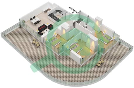 Sonate Residences - Planimetria del piano di 3 Camere Appartamento Tipo B FLOOR 1