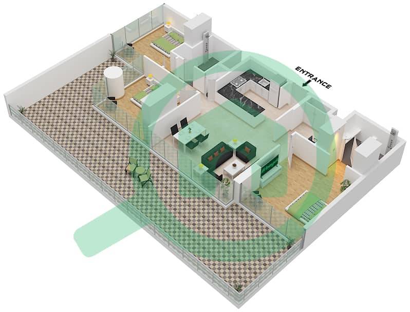 Type C Floor 1 Sonate Residences - 3 Bedroom Apartment Type C FLOOR 1 Floor plan Type C Floor 1 interactive3D
