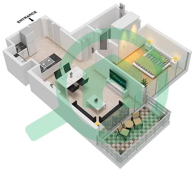 المخططات الطابقية لتصميم النموذج B FLOOR GROUND-12 شقة 1 غرفة نوم - ديفا المخططات الطابقية لتصميم النموذج B FLOOR GROUND-12 شقة 1 غرفة نوم - ديفا