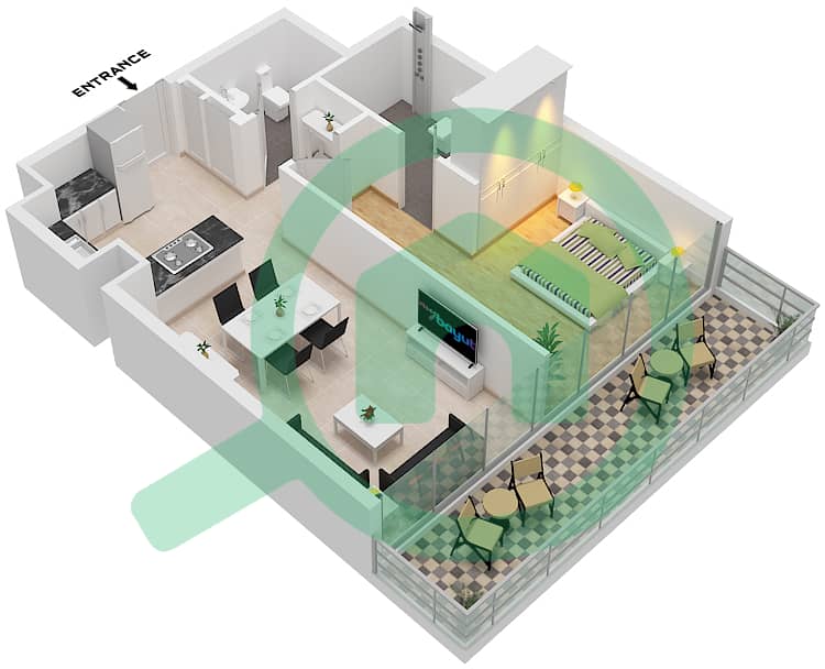 Type F Floor 2-12 Diva - 1 Bedroom Apartment Type F FLOOR 2-12 Floor plan Type F Floor 2-12 interactive3D