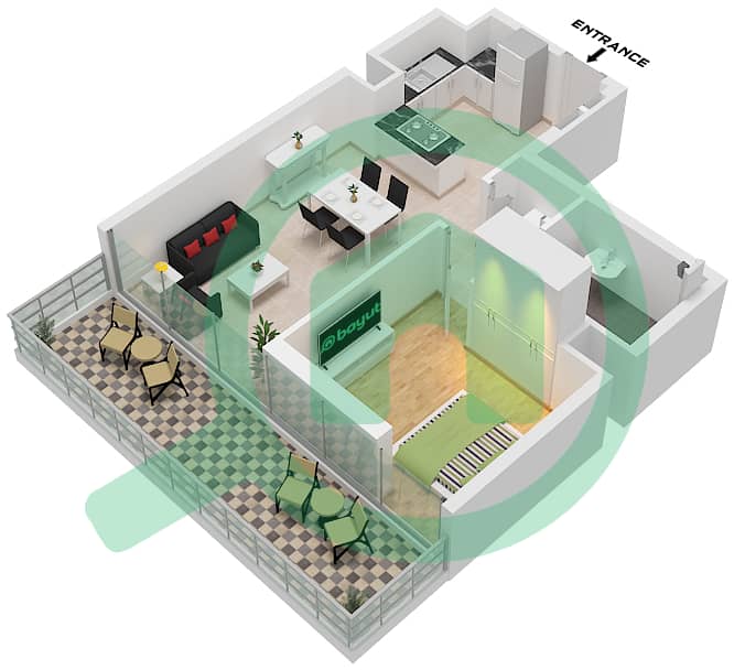 Type H Floor 1-12 Diva - 1 Bedroom Apartment Type H FLOOR 1-12 Floor plan Type H Floor 1-12 interactive3D