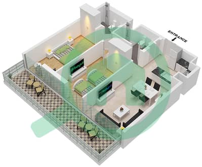 المخططات الطابقية لتصميم النموذج D FLOOR GROUND-12 شقة 2 غرفة نوم - ديفا المخططات الطابقية لتصميم النموذج D FLOOR GROUND-12 شقة 2 غرفة نوم - ديفا