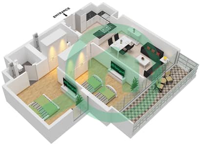 المخططات الطابقية لتصميم النموذج F FLOOR 1-12 شقة 2 غرفة نوم - ديفا المخططات الطابقية لتصميم النموذج F FLOOR 1-12 شقة 2 غرفة نوم - ديفا