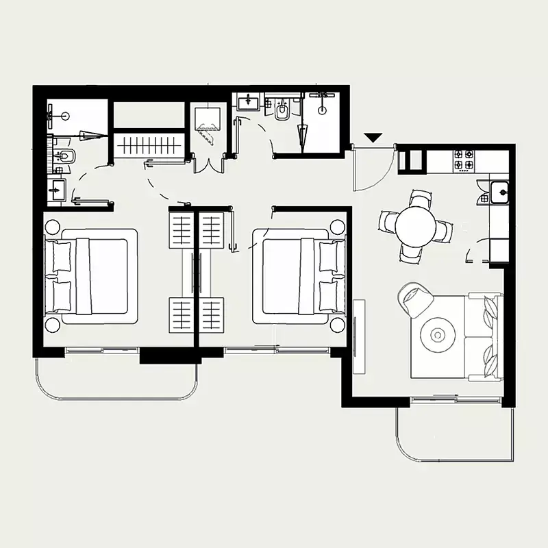 2 BR floor plan