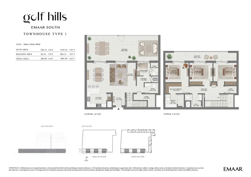 3 BR floor plan