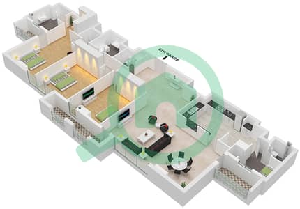 Executive Tower H - 3 Bedroom Apartment Type H31/UNIT 3-4 FLOOR 28-33 Floor plan