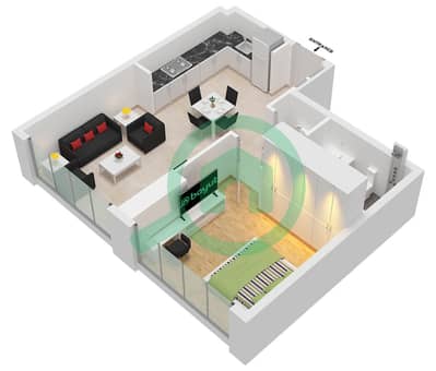 Creek Views by Azizi (Farhad Azizi Residence) - 1 Bedroom Apartment Type A FLOOR 11 Floor plan Creek Views by Azizi (Farhad Azizi Residence) - 1 Bedroom Apartment Type A FLOOR 11 Floor plan