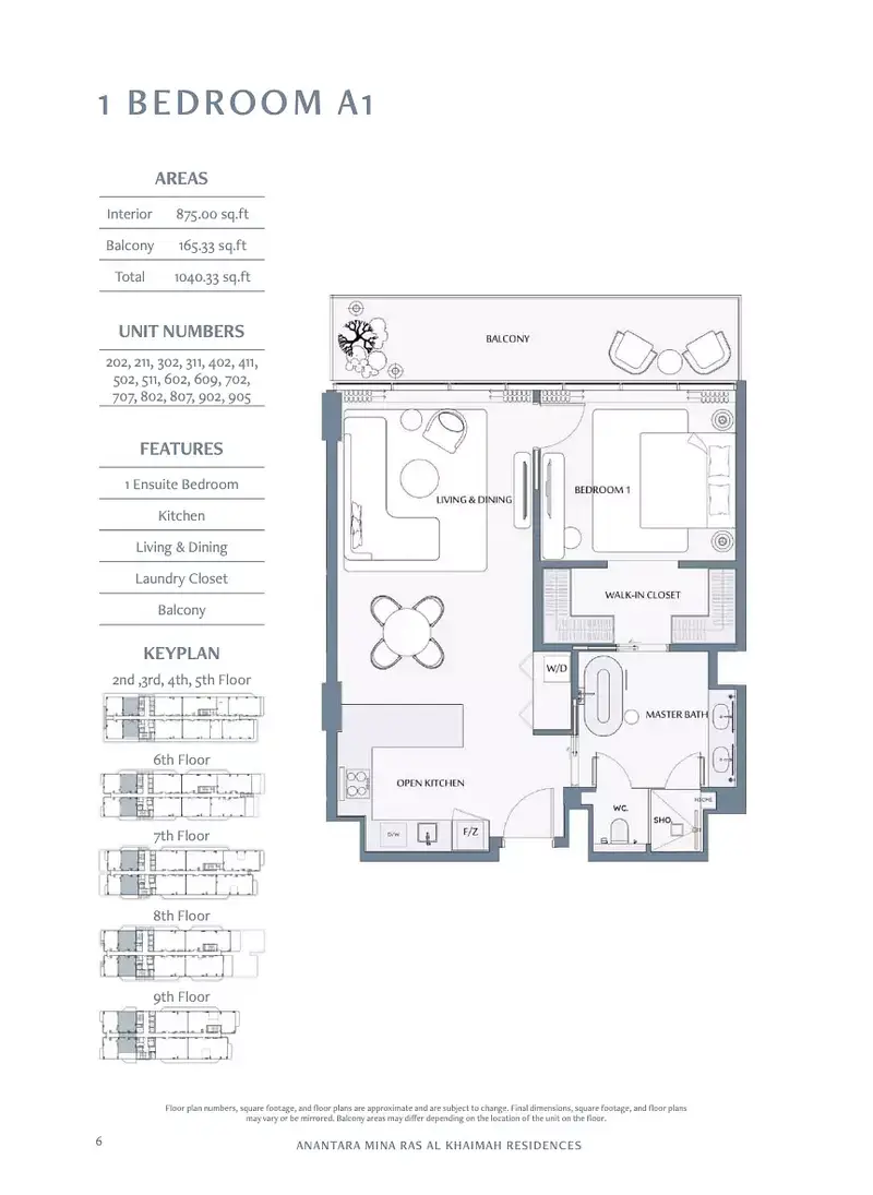 1 BR floor plan
