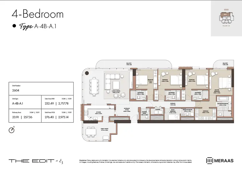 4 BR floor plan