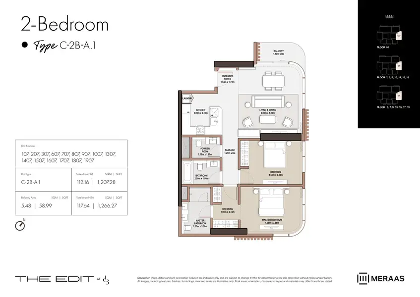 2 BR floor plan