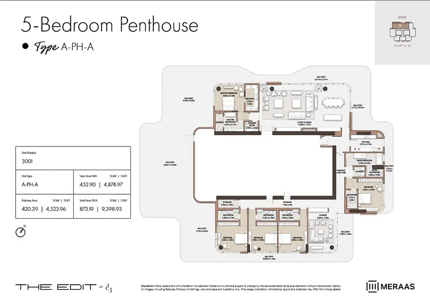 5 BR floor plan
