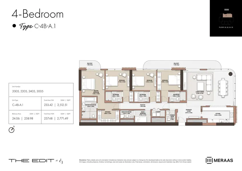 4 BR floor plan