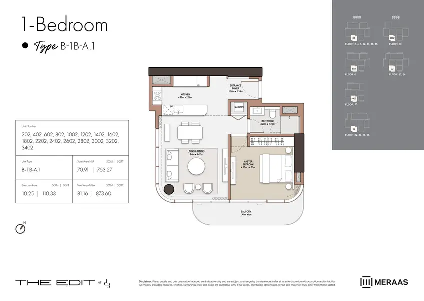 1 BR floor plan