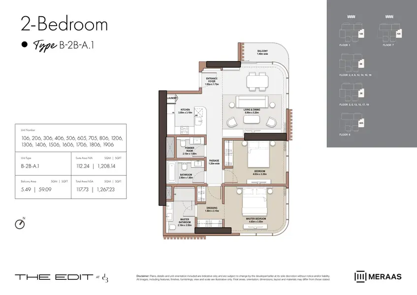 2 BR floor plan