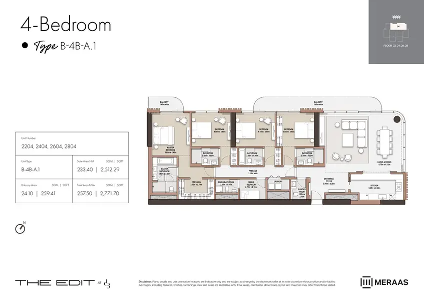 4 BR floor plan
