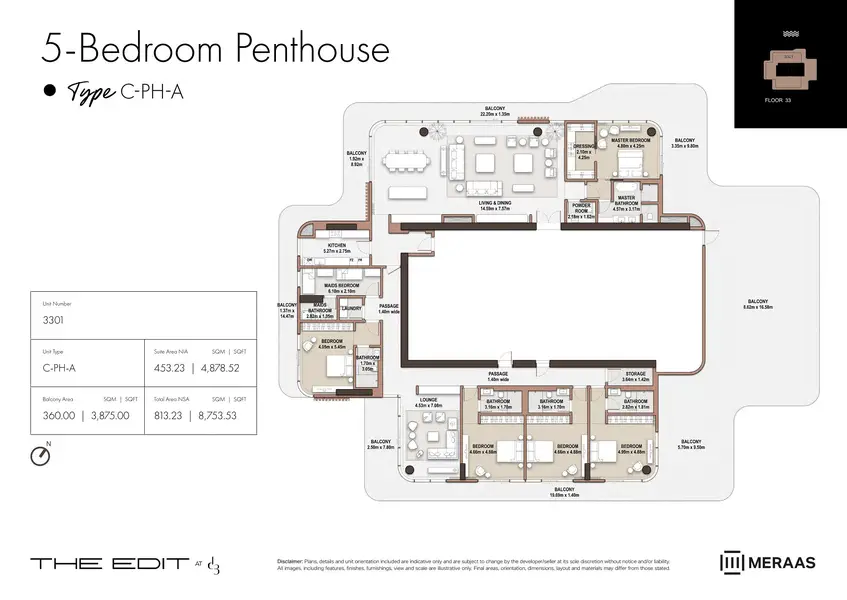 5 BR floor plan