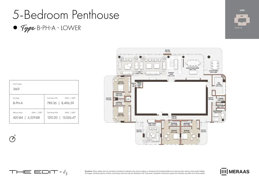 5 BR floor plan