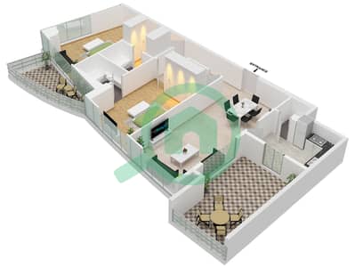 Skyview Tower - Grundriss für 2 Schlafzimmer Wohnung Typ/Einheit B / UNIT 01 FLOOR 17