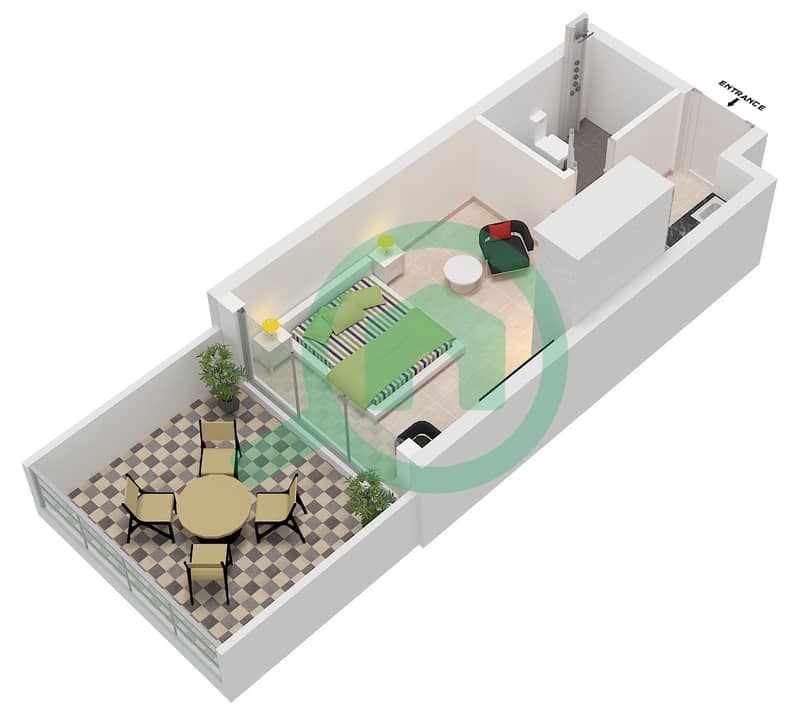 Terra Tower - Studio Apartment Type 01 Floor plan Type 01 interactive3D